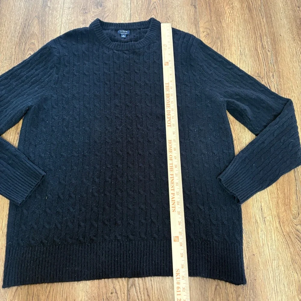 J.Crew Extra Soft Cable Knit Sweater Mens XL Black Crewneck Wool‎ Blend Pullover